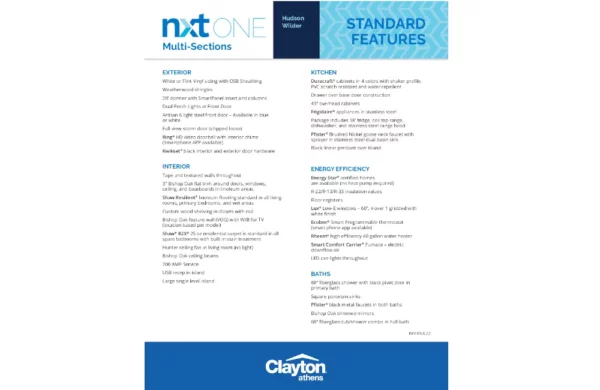 NXT ONE – Multi-Section Standard Features