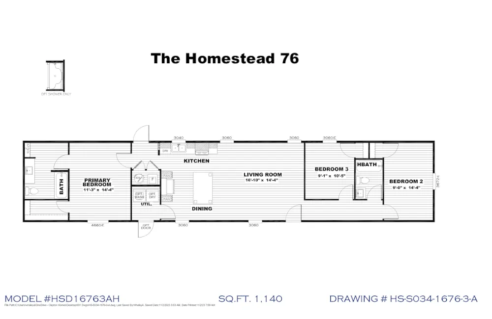 Homestead 76 – HSD16763A – Floor Plan