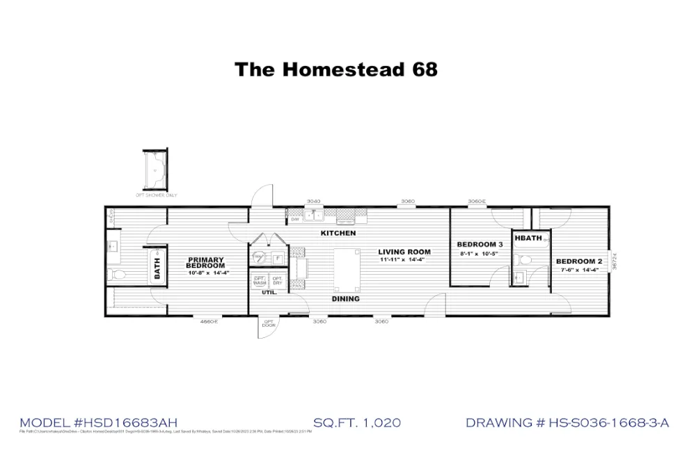 Homestead 68 – HSD16683A – Floor Plan