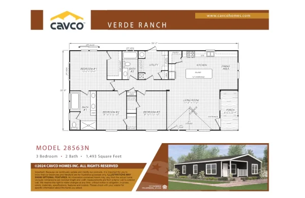 Cavco Verde Ranch VC28563N Floorplan Cavco Verde Ranch VC28563N Floorplan