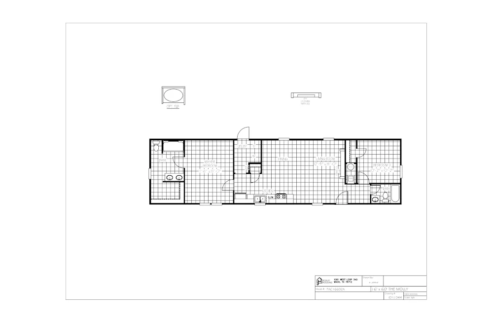 Molly 16x60 FAC16602A Floor Plan Molly 16x60 FAC16602A Floor Plan