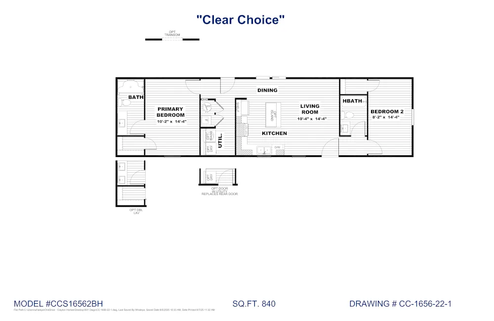 Clear Choice 56 CCS16562B Floor Plan