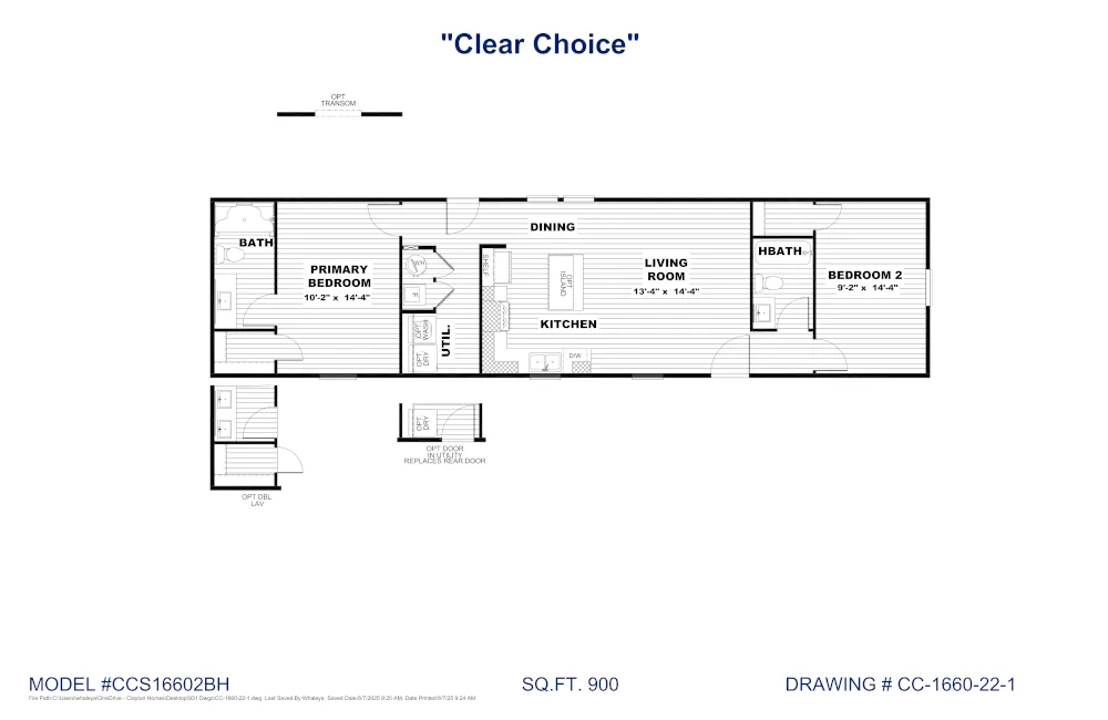 Clear Choice 60 CCS16602B Floor Plan