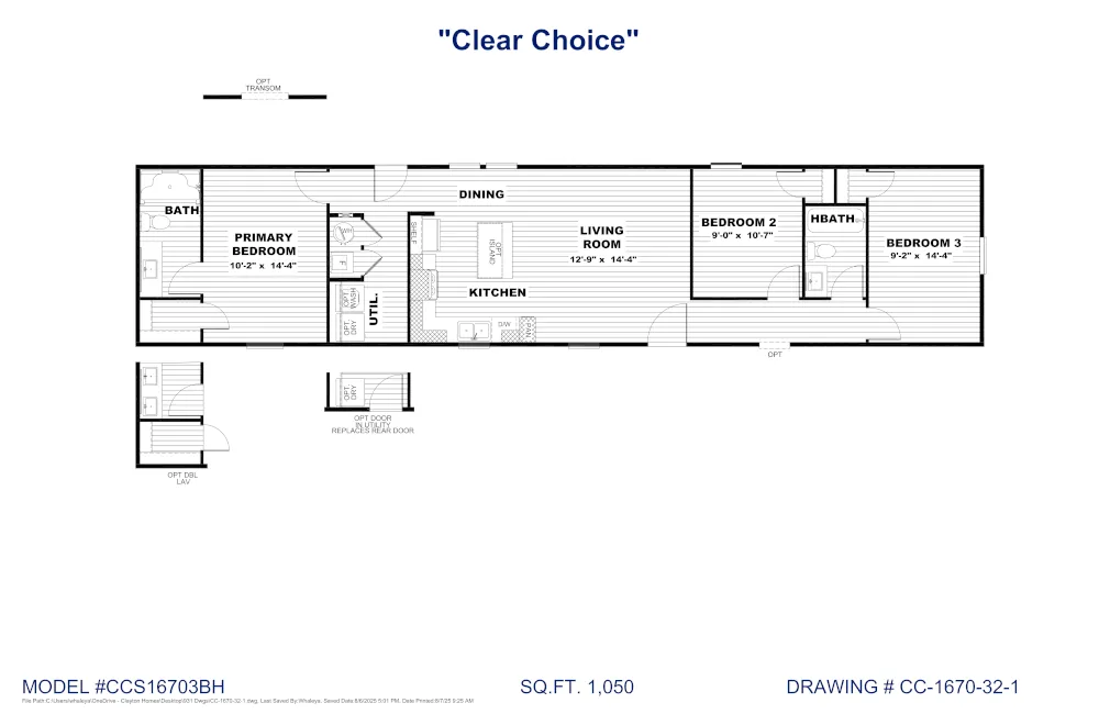 Clear Choice 70 CCS16703B Floor Plan
