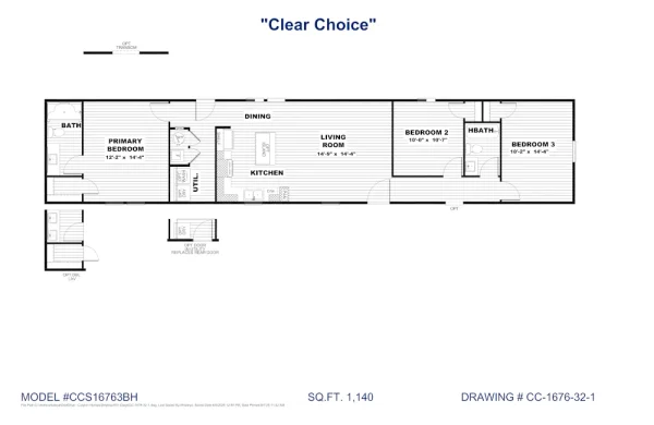 Clear Choice 76 CCS16763B Floor Plan Clear Choice 76 CCS16763B Floor Plan