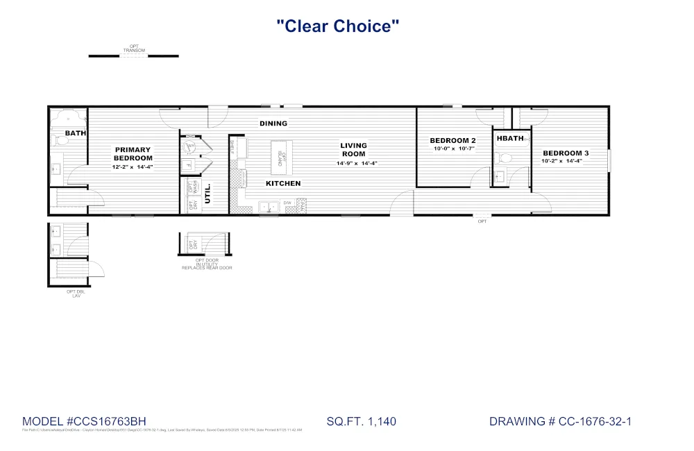 Clear Choice 76 CCS16763B Floor Plan