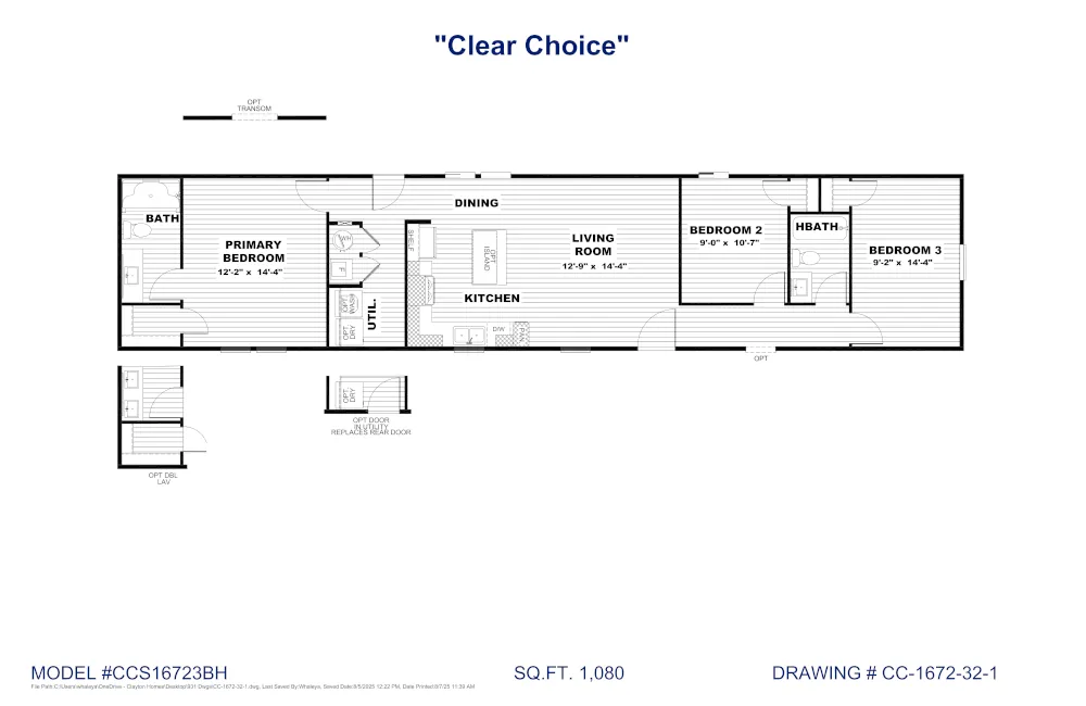 Clear Choice 72 CCS16723B Floor Plan