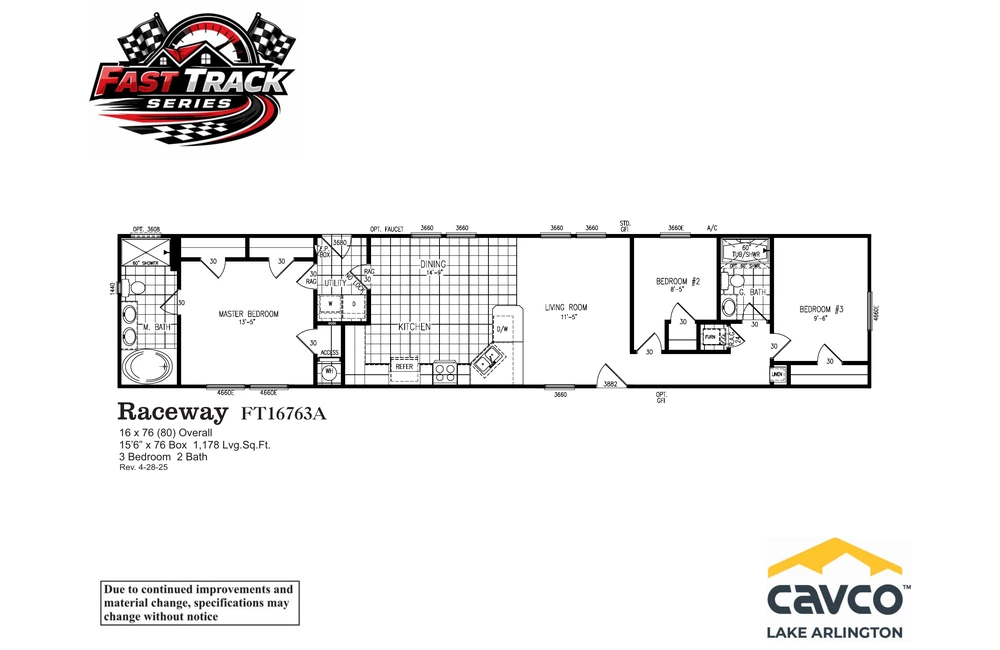 FT16763A Raceway Floor Plan